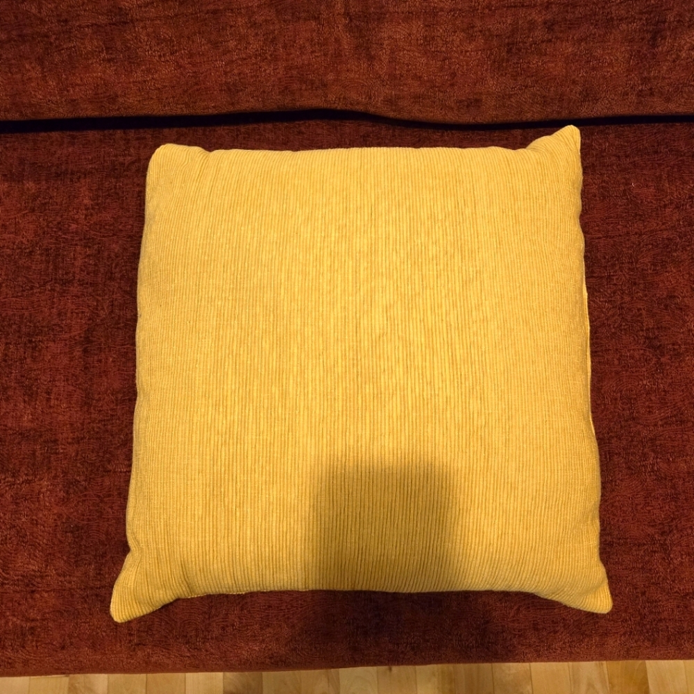 19" Square, Gold Corduroy Throw Pillow